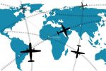Abstract World Map with Airline Routes